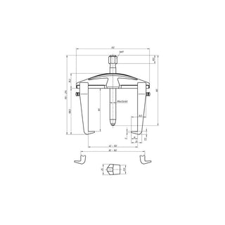 Gedore 1981145 Universal Puller HIGH POWER 2-Arm Pattern, Rigid Legs With Leg Brake 130x100 mm