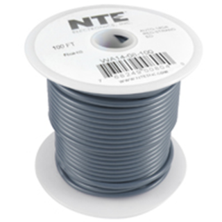 NTE Electronics  WA16-08-100 HOOK UP WIRE AUTO 16 GAUGE GRAY STRANDED 100'