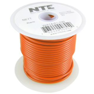 NTE Electronics WA10-03-100 HOOK UP WIRE AUTO 10 GAUGE ORANGE STRANDED 100'