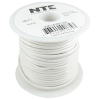 NTE Electronics WA08-09-100 HOOK UP WIRE AUTOMOTIVE 8 GAUGE WHITE STRANDED 100'