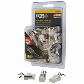 Klein Tools VDV826-705 Pass-Thru Modular Data Plugs, RJ45-CAT6A, 50-Pack