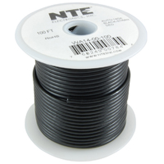 NTE Electronics  WA06-00-100 HOOK UP WIRE AUTOMOTIVE 6 GAUGE BLACK STRANDED 100'