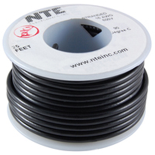 NTE Electronics WH612-00-500 HOOK UP WIRE 600V STRANDED 12 GAUGE BLACK 500'