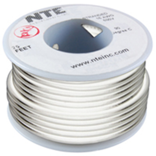 NTE Electronics WH612-09-25 HOOK UP WIRE 600V STRANDED 12 GAUGE WHITE 25'