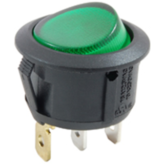 NTE Electronics 54-526 ROCKER SWITCH SPST 10A 250VAC GREEN 110VAC LAMP