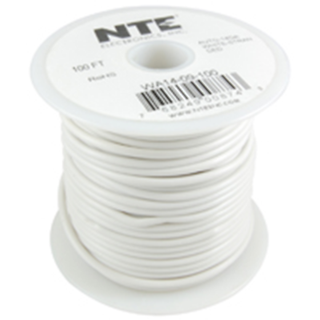 NTE Electronics  WA16-09-100 HOOK UP WIRE AUTO 16 GAUGE WHITE STRANDED 100'