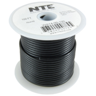 NTE Electronics  WA18-00-100 HOOK UP WIRE AUTO 18 GAUGE BLACK STRANDED 100'