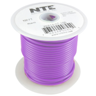 NTE Electronics WA10-07-100 HOOK UP WIRE AUTO 10 GAUGE VIOLET STRANDED 100'