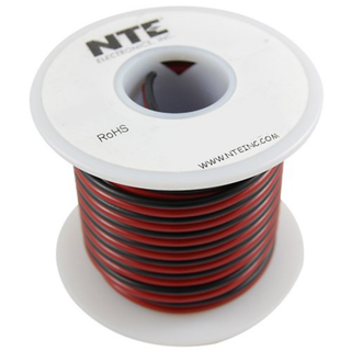 NTE Electronics  W162BR-25 WIRE-BONDED BLACK/RED WIRE 16 GAUGE 25' SPOOL