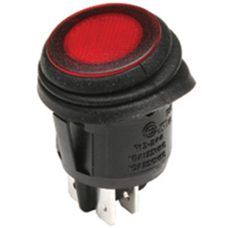 NTE Electronics 54-205W ROCKER SWITCH WATERPROOF ROUND DPST 16A RED 110V LAMP