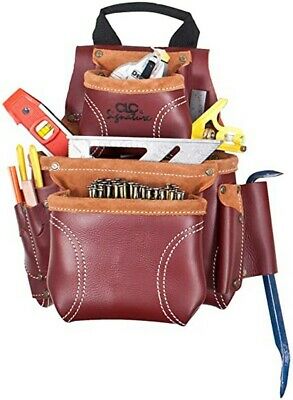 CLC 21685 Signature Elite Heavy Duty Leather Nail & Tool Bag, 8 Pocket