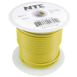 NTE Electronics WA10-04-100 HOOK UP WIRE AUTOMOTIVE 10GAUGE YELLOW STRANDED 100'