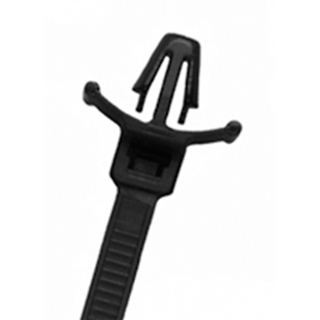 NTE Electronics 04-0750PMW0 CABLE TIE 50 LB. PUSH MOUNT WING 7.8" BLACK 100/BAG