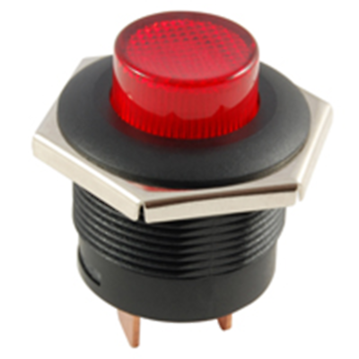 NTE Electronics 54-707 SWITCH PUSHBUTTON SPST 10A 24VDC RED .25"