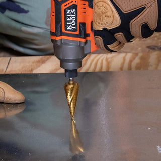 Klein Tools 25961 Step Drill Bit, Spiral Double-Fluted, 7/8-Inch to 1-1/8-Inch, VACO