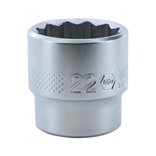 Wiha Tools 33737 3/8" Drive Socket, 12 Point, 22 mm