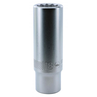 Wiha Tools 33874 1/2 Inch Drive Deep Socket, 12 Point, 18 mm