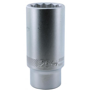 Wiha Tools 33882 1/2 Inch Drive Deep Socket, 12 Point, 26 mm