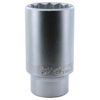 Wiha Tools 33888 1/2 Inch Drive Deep Socket, 12 Point, 32 mm