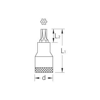 Gedore 6201300 Screwdriver Bit Socket 1/2" TORX® W/Pilot T50