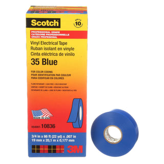 Scotch® Vinyl Color Coding Electrical Tape 35, 3/4 in x 66 ft, Blue