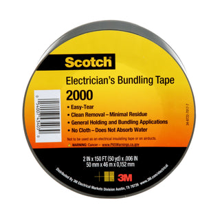 Scotch® Electricians Duct Tape 2000, 2 in x 50 yd, 12 Roll Display