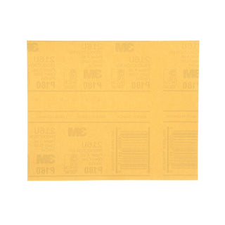 3M Gold Abrasive Sheet, 02545, P180 grade, 9 in x 11 in, 50 sheets per
pack