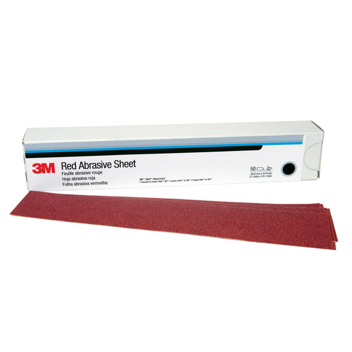 3M Hookit Red Abrasive Sheet, 01181, P80, 2-3/4 in x 16 1/2 in