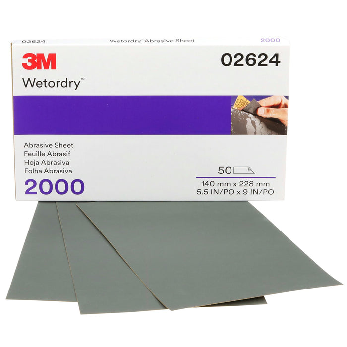 3M Wetordry Abrasive Sheet, 02624, 2000, heavy duty, 5 1/2 in x 9 in