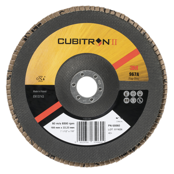3M Cubitron II Flap Disc 967A, 40+, T27, 5 in x 7/8 in
