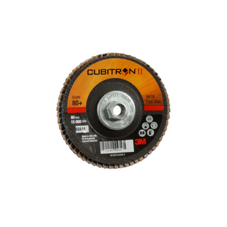 3M Cubitron II Flap Disc 967A, 80+, T29 Quick Change, 4 in x 3/8"-24