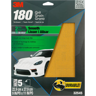 3M Sandpaper, 32545, 180 Grit, 9 in x 11 in