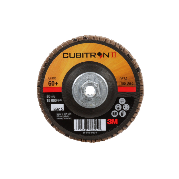 3M Cubitron II Flap Disc 967A, 60+, T29 Quick Change, 4 in x 3/8"-24