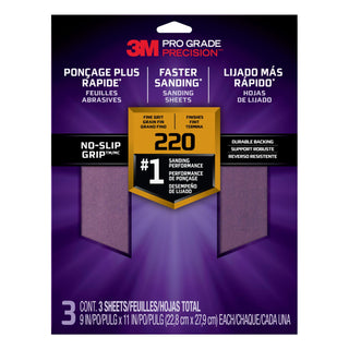 3M Pro Grade Precision Faster Sanding Sanding Sheets 220 grit Fine,
26220TRI-3