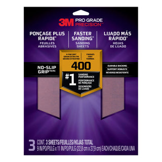 3M Pro Grade Precision Faster Sanding Sanding Sheets 400 grit X-Fine,
26400TRI-3