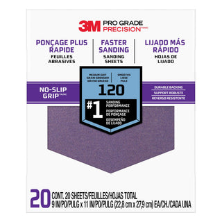 3M Pro Grade Precision Faster Sanding Sanding Sheets 120 grit Medium