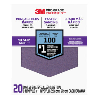 3M Pro Grade Precision Faster Sanding Sanding Sheets 100 grit Medium