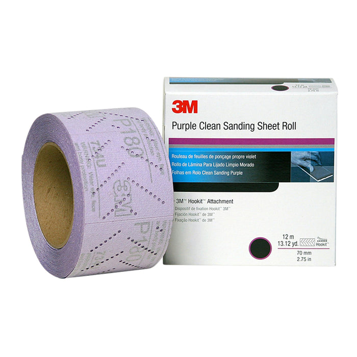3M Hookit Purple Clean Sanding Sheet Roll 334U, 30702, P500, 70 mm x
12m
