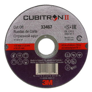 3M Cubitron II Cut-Off Wheel, 33467, 4.5 in x 0.04 in x 7/8 in, 5 per
pack