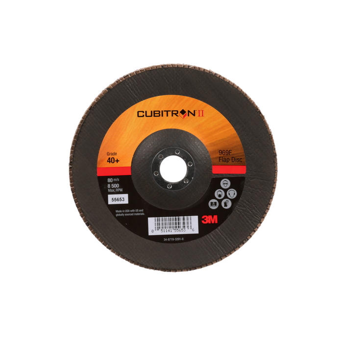 3M Cubitron II Flap Disc 967A, 40+, T29, 7 in x 7/8 in, Giant