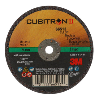 3M Cubitron II Cut-Off Wheel, 66513, 60, Type 1, 3 in x 0.035 in x 1/4 in