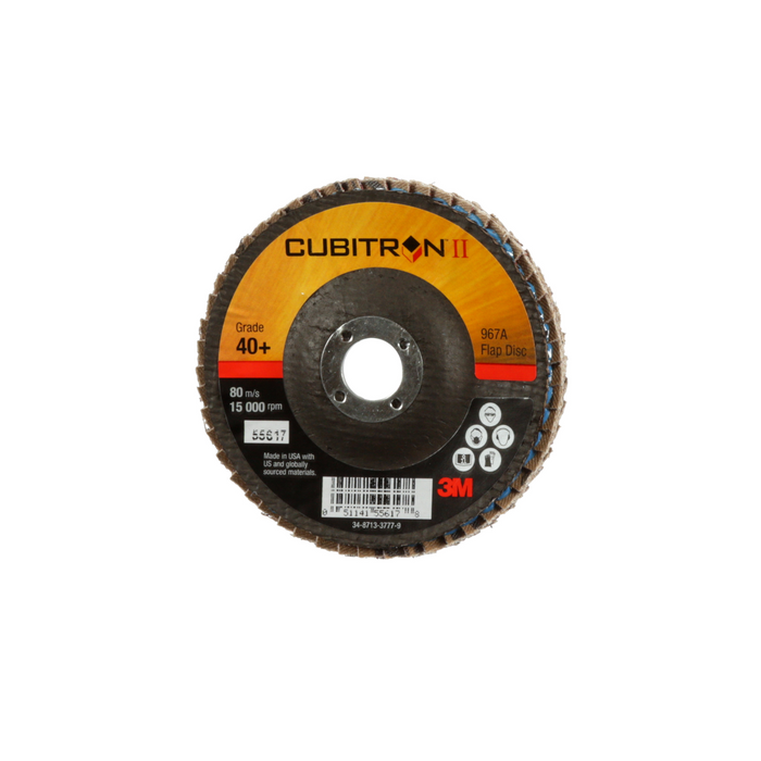 3M Cubitron II Flap Disc 967A, 40+, T29, 4 in x 5/8 in