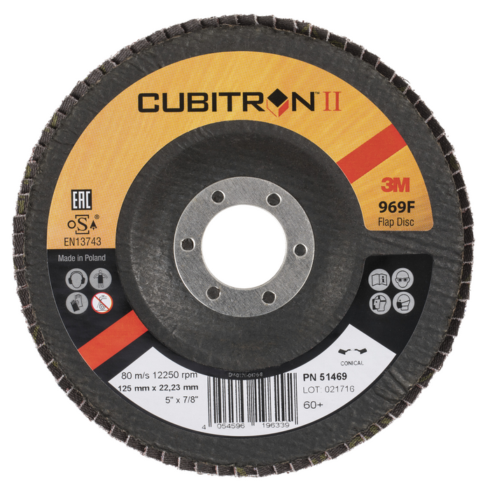3M Cubitron II Flap Disc 969F, 60+, T27, 5 in x 7/8 in