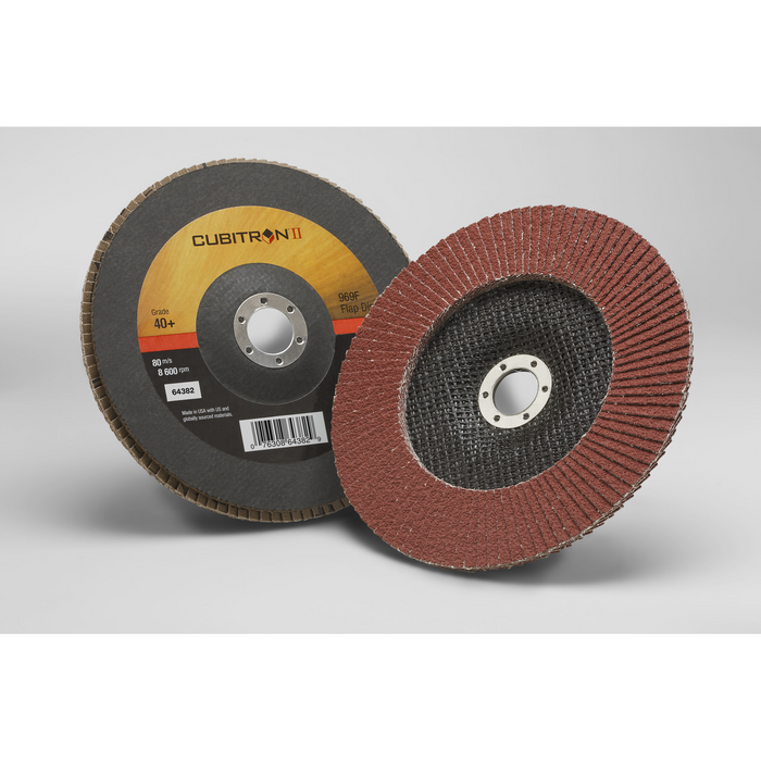 3M Cubitron II Flap Disc 969F, 40+, T27, 7 in x 7/8 in