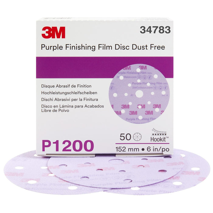 3M Hookit Finishing Film Disc Dust-Free, 34783, 6 in, 17H,
P1200