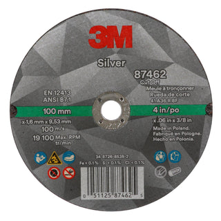 3M Silver Cut-Off Wheel, 87462, T1, 4 in x .060 in x 3/8 in