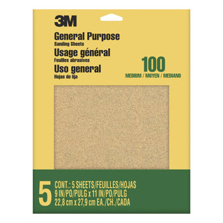 3M Aluminum Oxide Sandpaper Medium, 9002NA, 9 in x 11 in