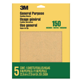 3M Aluminum Oxide Sandpaper Fine, 9001NA, 9 in x 11 in