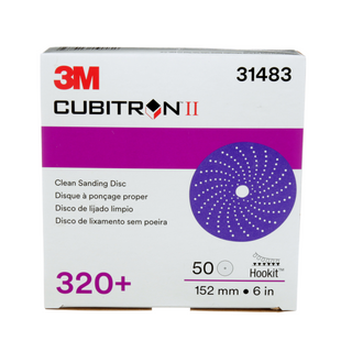 3M Cubitron II Hookit Clean Sanding Abrasive Disc, 31483, 6 in, 320+
grade