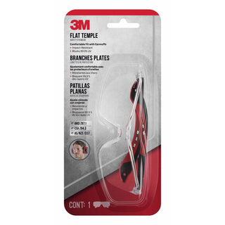 3M Flat Temple Eyewear Anti-Scratch, 47010H1-DC, Black/Red, Clear Lens